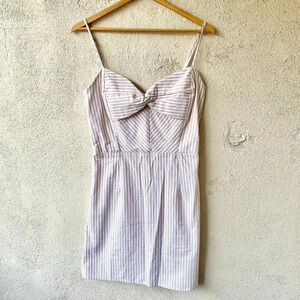 Derek Heart Tan White Striped Mini Dress Large